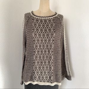 Bell Sleeve Diamond Print Sweater by Skies Are Blue